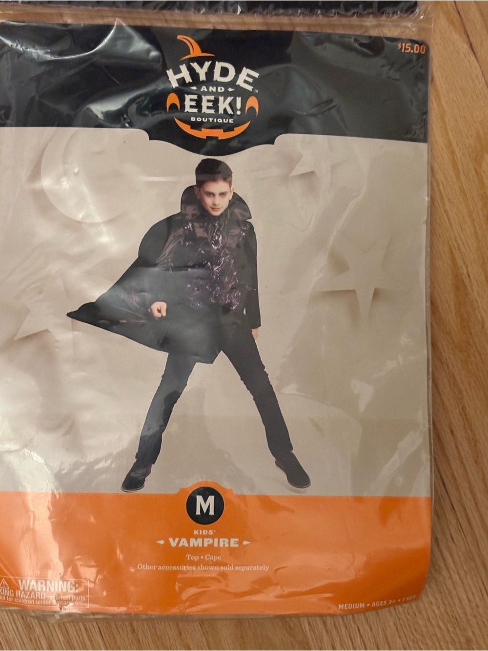 Kids' Black Vampire Cape - M